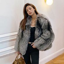 Load image into Gallery viewer, Women Silver Fox Fur Coat V-neck Luxury Full Fur Overcoat Long Sleeve Warm 2022 New Winter 4905