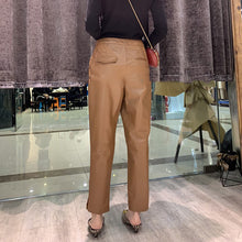 Load image into Gallery viewer, Women Leather Pants Solid High Waist Slim Pencil Pants Leather Sheepskin Trousers 2022 New BJ3954