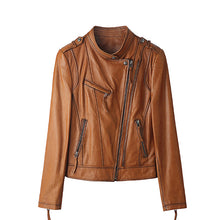 Load image into Gallery viewer, Spring Autumn Trend Style Genuine Leather Jackets For Women Full Sleeve Black Leather Coat Zipper Fashion Biker Jacket AEL4066