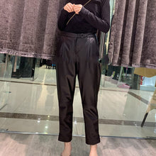 Load image into Gallery viewer, Women Leather Pants Solid High Waist Slim Pencil Pants Leather Sheepskin Trousers 2022 New BJ3954