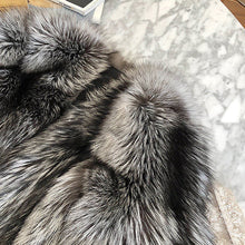 Load image into Gallery viewer, Women Silver Fox Fur Coat V-neck Luxury Full Fur Overcoat Long Sleeve Warm 2022 New Winter 4905