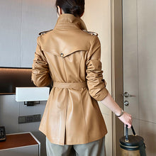 Load image into Gallery viewer, Genuine Sheepskin Leather Jacket Women Autumn Winter Trench Coat Mide Length Streetwear Leather Coat CL4873