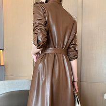 Load image into Gallery viewer, Women 2022 New Leather Trench Coats Lady Fashion Streetwear Genuine Leather Jacket Long Full Sleeve Female Clothing CL4872