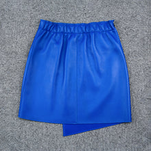 Load image into Gallery viewer, 2022 New Women Leather Sheepskin Skirt Versatile Asymmetric Button Pack Hip Skirt Solid Short Dress Autumn Winter TF4796