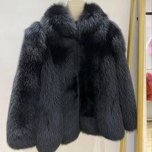 Load image into Gallery viewer, Ladies Fox Fur Coat 2022 New Long Sleeve Stand Collar Fluffy Fur Luxury Overcoat Mid Length Warm Winter 4918