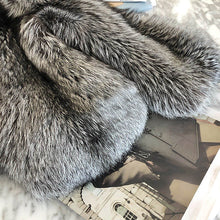 Load image into Gallery viewer, Women Silver Fox Fur Coat V-neck Luxury Full Fur Overcoat Long Sleeve Warm 2022 New Winter 4905