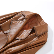Load image into Gallery viewer, Lady Fashion Vegetable Tanned Leather Jacket New Styles Genuine Sheepskin Leather With Belt Women Motorcycle Biker Coats CL4013