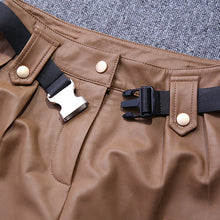 Load image into Gallery viewer, Lady Leather Pants Belt Tooling Genuine Lambskin Large Pocket Beam Legs Slim Pants Casual 2022 New TF4598