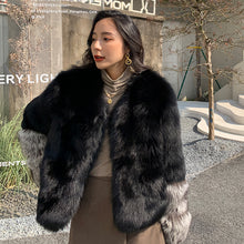 Load image into Gallery viewer, 2022 New Women&#39;s Fox Fur Coat Silver Fox Sleeve Luxury Fluffy Fur Overcoat Warm Winter 4920