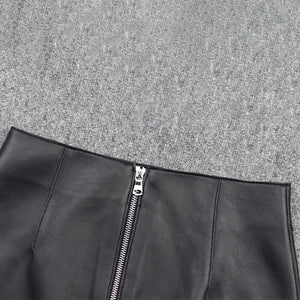 Lady Leather Sheepskin Skirt Solid Simple Front Rear Asymmetric Design Hip Wrap Short Dress 2022 Autumn Winter New TF4795