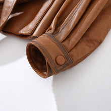Load image into Gallery viewer, Lady Fashion Vegetable Tanned Leather Jacket New Styles Genuine Sheepskin Leather With Belt Women Motorcycle Biker Coats CL4013