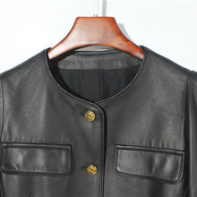 Load image into Gallery viewer, Genuine Sheep Leather Jacket Women New O-Neck Leather Coats Spring Autumn Fashion Style Pocket CL4014