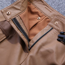 Load image into Gallery viewer, Lady Leather Pants Belt Tooling Genuine Lambskin Large Pocket Beam Legs Slim Pants Casual 2022 New TF4598