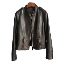 Load image into Gallery viewer, 2022 Spring Leather Jackets Women Fashion Motorcycle Sheepskin Coat Lady Autumn Biker Jacket Black Full Sleeve CL4004
