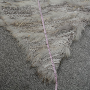 Real Rabbit & Raccoon Fur Knitted Poncho Women's Shawls Winter Cape Cap Natural Grey