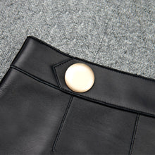 Load image into Gallery viewer, Women&#39;s Leather Skirt Fashion Simple Button Design A-line Sheepskin Short Skirt Commuter 2022 Autumn Winter New TF4787