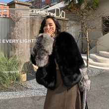 Load image into Gallery viewer, 2022 New Women&#39;s Fox Fur Coat Silver Fox Sleeve Luxury Fluffy Fur Overcoat Warm Winter 4920
