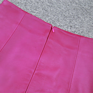Women's Leather Skirt Real Sheepskin Simple Chain Split Hip Wrap Slim 2022 Autumn Winter New TF4780
