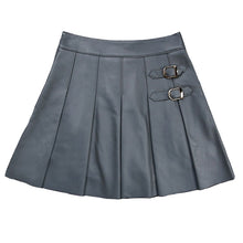 Load image into Gallery viewer, Leather Sheepskin Skirt Women Simple Versatile Pleated Metal Decorative Short Dress 2022 Autumn Winter New TF4793