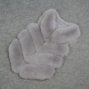 Women's  Real Fox Fur Vest 4 Rows Winter Genuine Fur Gilet Light Grey Waistcoat