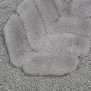 Women's  Real Fox Fur Vest 4 Rows Winter Genuine Fur Gilet Light Grey Waistcoat