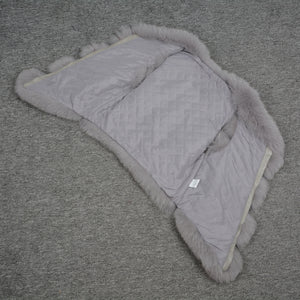 Women's  Real Fox Fur Vest 4 Rows Winter Genuine Fur Gilet Light Grey Waistcoat