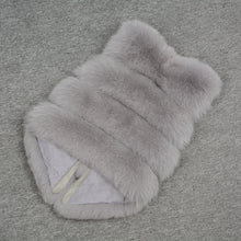 Load image into Gallery viewer, Women&#39;s  Real Fox Fur Vest 4 Rows Winter Genuine Fur Gilet Light Grey Waistcoat