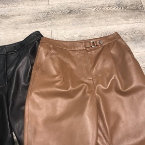 Women Leather Pants Solid High Waist Slim Pencil Pants Leather Sheepskin Trousers 2022 New BJ3954