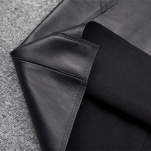 Lady Leather Sheepskin Skirt Solid Simple Front Rear Asymmetric Design Hip Wrap Short Dress 2022 Autumn Winter New TF4795
