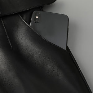 Women Leather Cropped Pants Solid Pencil Pants Slim Belt Leather Sheepskin Harem Pants Trousers Casual 2022 New SY3984