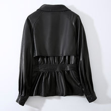 Load image into Gallery viewer, Lady Fashion Vegetable Tanned Leather Jacket New Styles Genuine Sheepskin Leather With Belt Women Motorcycle Biker Coats CL4013