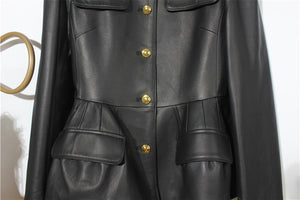 Genuine Sheep Leather Jacket Women New O-Neck Leather Coats Spring Autumn Fashion Style Pocket CL4014