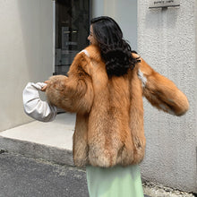 Load image into Gallery viewer, Lady Natural Fox Fur Coat 2022 New Fluffy Long Sleeve Slit Luxury Warm Overcoat  Winter 4921