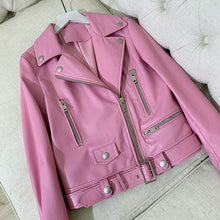Load image into Gallery viewer, Women Genuine Leather Jackets Fashion Belt Motorcycle Jackets Biker Leather Coat For Lady 2022 Sheepskin FG4046