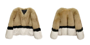 2022 New Women's Imported Fox Fur Coat Long Sleeve Winter Luxury Fluffy Overcoat 4894