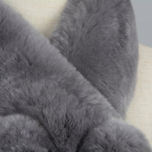 Load image into Gallery viewer, Winter Real Rex Rabbit Fur Scarf Women Grey Ball Magnetic Muffler