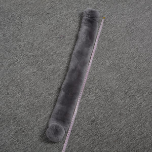 Winter Real Rex Rabbit Fur Scarf Women Grey Ball Magnetic Muffler