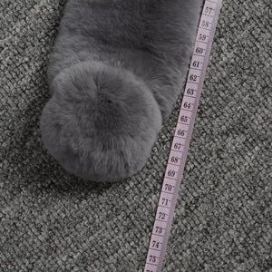 Winter Real Rex Rabbit Fur Scarf Women Grey Ball Magnetic Muffler