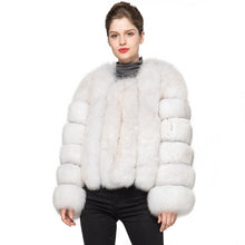 Load image into Gallery viewer, Women Genuine Fox Fur Coat Winter Jacket Natural White Fur Outerwear