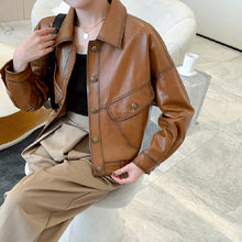 Load image into Gallery viewer, Lady Fashion Black Vegetable Tanned Leather Jackets Women Sheep Coat Vintage Motorcycle Jacket Spring Autumn Streetwear CL4019