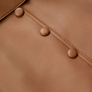 Women's Leather Sheepskin Skirt A-line Belt Button Commuter Asymmetric Design 2022 Autumn Winter New TF4748
