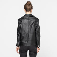 Load image into Gallery viewer, Lady Genuine Sheepskin Leather Black New Style Leather Coat
