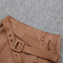 Load image into Gallery viewer, Women&#39;s Leather Sheepskin Skirt A-line Belt Button Commuter Asymmetric Design 2022 Autumn Winter New TF4748