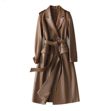 Load image into Gallery viewer, Women 2022 New Leather Trench Coats Lady Fashion Streetwear Genuine Leather Jacket Long Full Sleeve Female Clothing CL4872