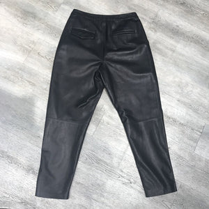 Women Leather Pants Solid High Waist Slim Pencil Pants Leather Sheepskin Trousers 2022 New BJ3954