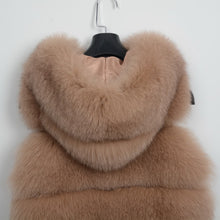 Load image into Gallery viewer, Real Fox Fur Vest Hooded Women New Style Camel Gilet Winter Waistcoat