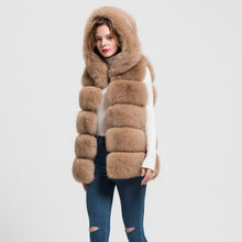 Load image into Gallery viewer, Real Fox Fur Vest Hooded Women New Style Camel Gilet Winter Waistcoat