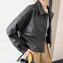 Load image into Gallery viewer, Lady Fashion Black Vegetable Tanned Leather Jackets Women Sheep Coat Vintage Motorcycle Jacket Spring Autumn Streetwear CL4019