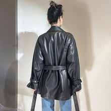 Load image into Gallery viewer, 2022 New Style Genuine Sheepskin Leather Jacket Luxury Real Leather Coat Oversize With Belt CL4871