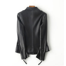 Load image into Gallery viewer, Spring Autumn Trend Style Genuine Leather Jackets For Women Full Sleeve Black Leather Coat Zipper Fashion Biker Jacket AEL4066